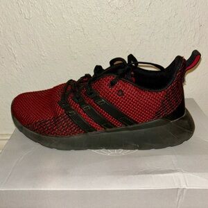 Kids size 4.5 red and black adidas